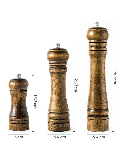 Stylish Wooden Salt and Pepper Grinder Set with Adjustable Ceramic Mechanisms and Elegant Stand