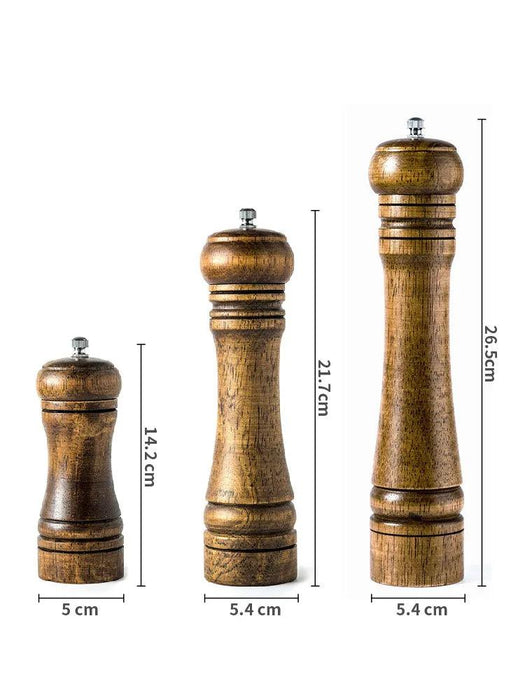 Stylish Wooden Salt and Pepper Grinder Set with Adjustable Ceramic Mechanisms and Elegant Stand