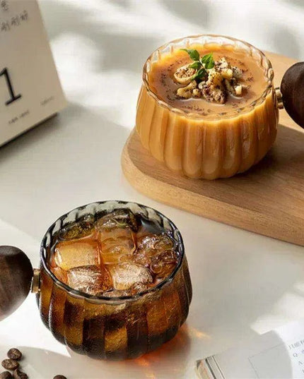 200ML Heat-resistant High Boron Silicon Glass Coffee Mug with Wooden Handle