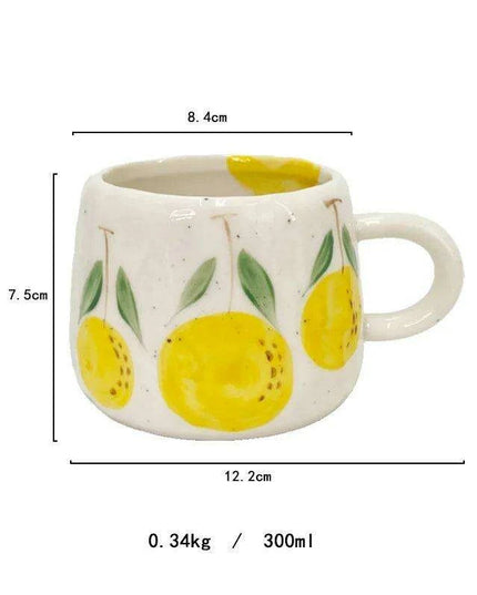 Cheerful Fruit-Themed 300ml Ceramic Mug & Plate Set – Ideal Gift for Children and Breakfast Enthusiasts