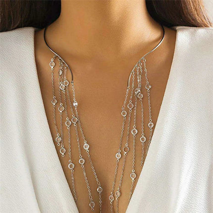 Vintage Gothic Star Crystal Necklace with Sequined Tassel Detail