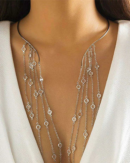 Vintage Gothic Star Crystal Necklace with Sequined Tassel Detail