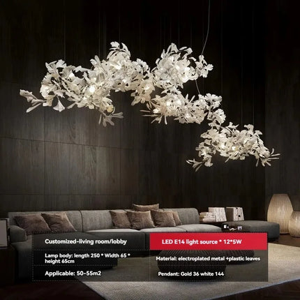 Ginkgo Leaf Combination Chandelier - Loft & Staircase