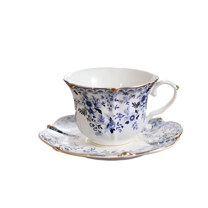 Timeless Vintage Charm: 200ml Elegant Ceramic Coffee Cup & Saucer Set for Sophisticated Tea Moments