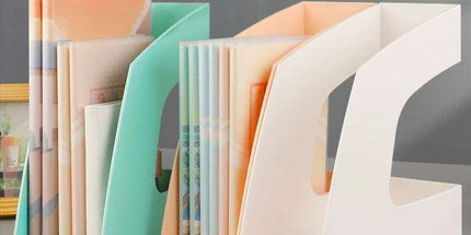 Sleek Plastic Desktop Book Organizer - Versatile Document and Magazine Storage Solution for School and Office