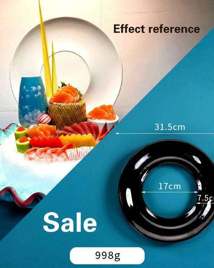 Japanese Elegance Circular Serving Tray - Sophisticated Sushi Display for Luxurious Dining