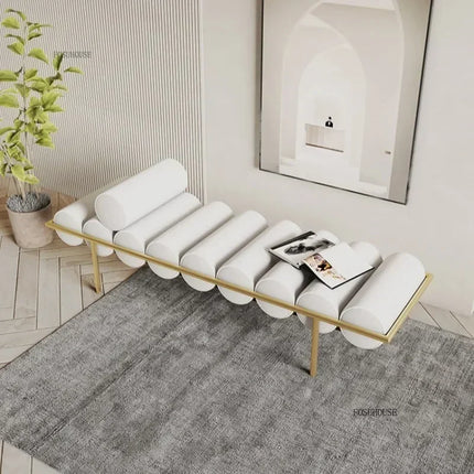 Treasure Home Modern Wrought Iron Shoe Bench Ottoman with Comfortable