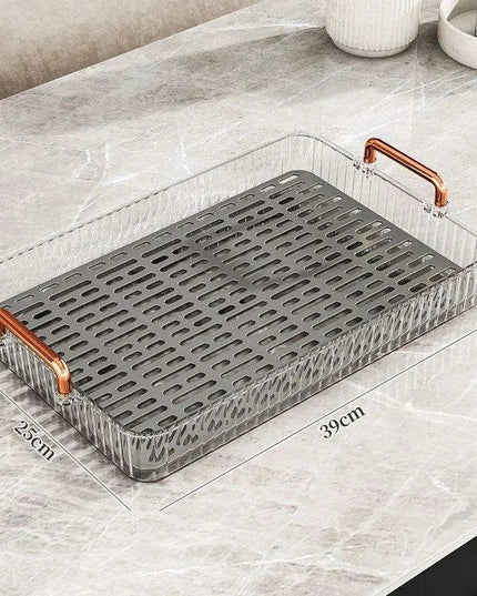 Elegant Multi-Purpose Plastic Tea Serving Tray with Handles for Home and Dining Use