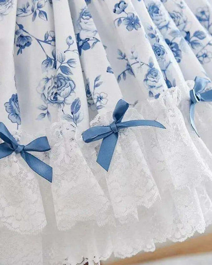 Eid Celebration Vintage Lace Bow Summer Dress Set for Girls