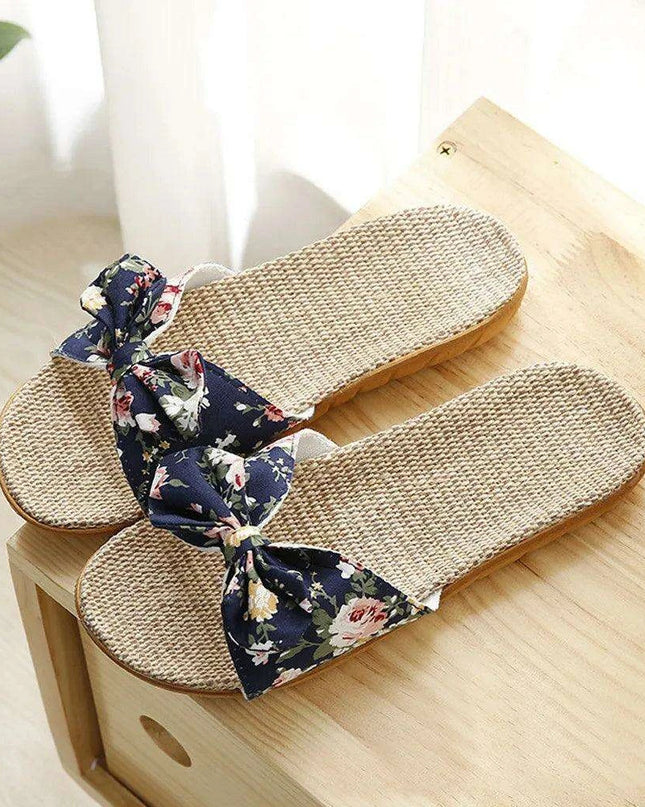 Chic Bohemian Flax Linen Slip-On Flip Flops for Women