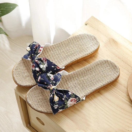 Bohemia Thread Pattern Linen Flip Flops: Fashionable Slip-On Sandals for Ladies