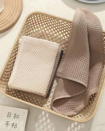 Luxurious Honeycomb Cotton Hand Towels - 2-Pack Absorbent Kitchen Essentials