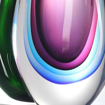 Vibrant Handcrafted Sommerso Glass Teardrop Vase - 9.5" Artistic Centerpiece