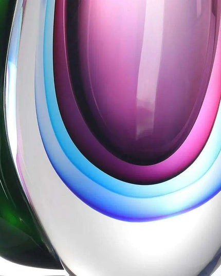 Vibrant Handcrafted Sommerso Glass Teardrop Vase - 9.5" Artistic Centerpiece