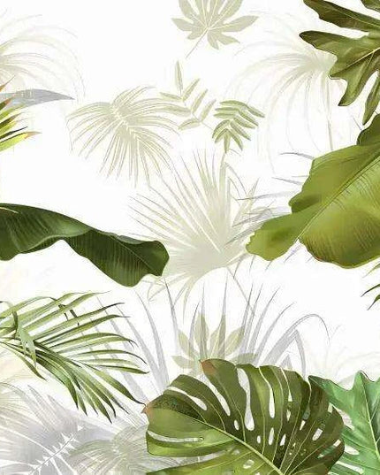Serene Tropical Paradise Abstract Mural Wallpaper - Elegant Botanical Decor for Stylish Homes