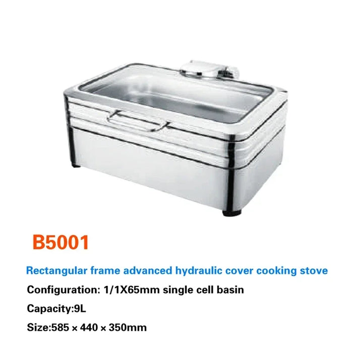 Royalty Stainless Steel Buffet Chafing Dish Set with Hydraulic Burner and Hot-Water Bucket