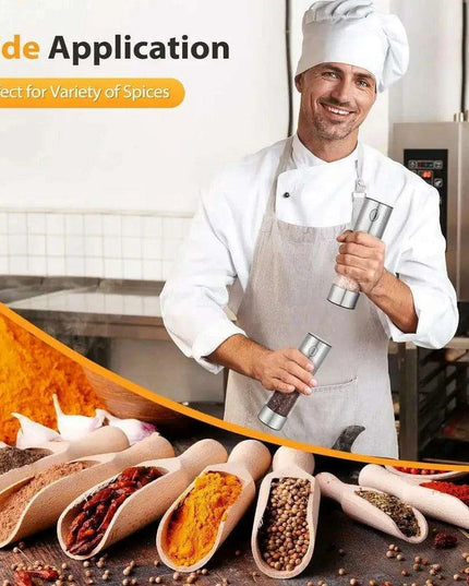 USB Rechargeable Electric Salt and Pepper Mill Set with Customizable Grind Settings and Illuminating LED