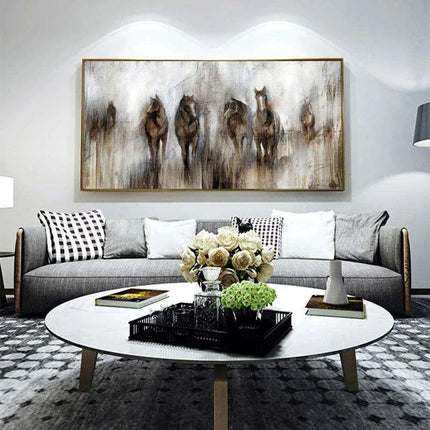 Equestrian Serenity: Chic Abstract Horse Canvas Art for Stylish Interiors