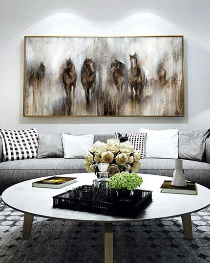 Equestrian Serenity: Chic Abstract Horse Canvas Art for Stylish Interiors