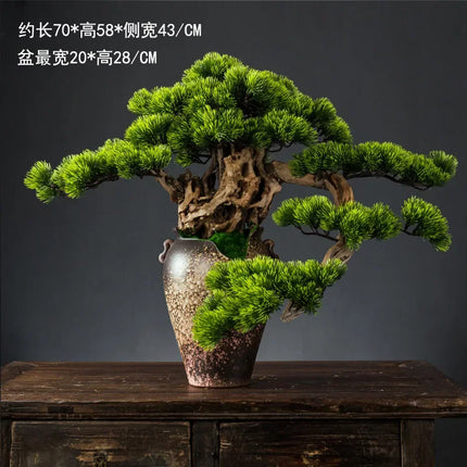 Exquisite Hut Retro Pine Bonsai Desktop Ornament - Zen Potted Decorati