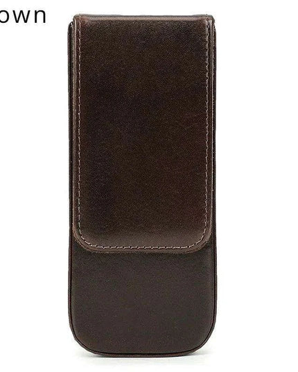 Elegant Genuine Leather Pen Organizer - Stylish Storage for Office and Travel