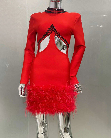 Glamorous Beaded Bodycon Mini Dress for Festive Occasions