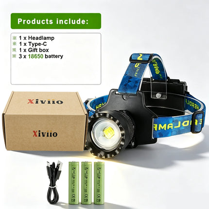 Rechargeable LED Headlamp, M1 Zoomable or M2 Compact, Selected Kit