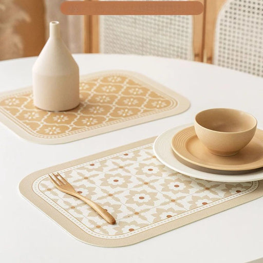 Retro Nordic PU Leather Table Mat | Waterproof, Oilproof, and Heat-Insulated