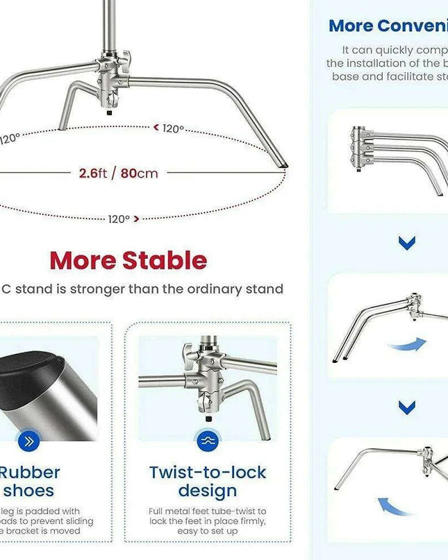 Selens Professional Adjustable C-Stand for Photographers and Videographers - Heavy Duty Aluminum Tripod Support