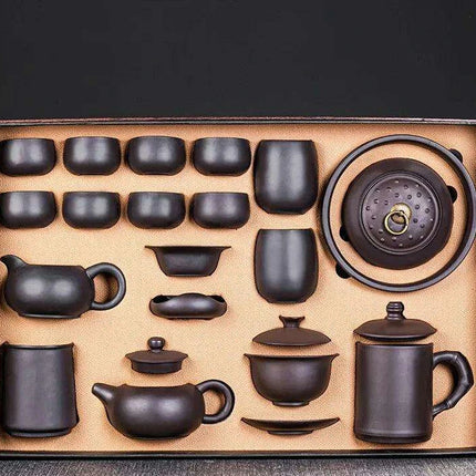 Elegant Vintage Purple Clay Tea Set with Luxurious Gift Presentation for Discerning Tea Lovers