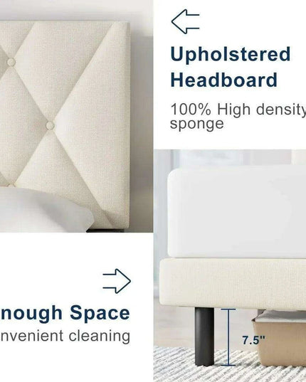QuietDream Versatile Adjustable Bed Frame with Sturdy Construction and Silent Operation - Beige