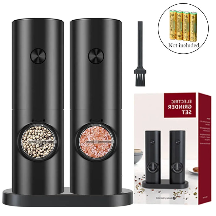 Battery Operated Salt and Pepper Mill Set - Adjustable Grinding, Refillable with Coarse Control
