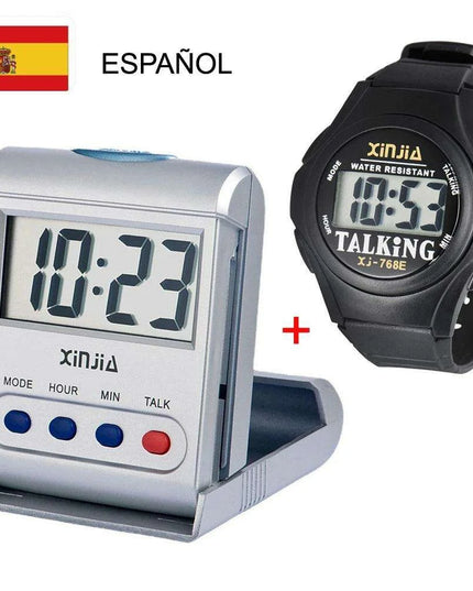 Set of two - Voice-Activated Digital Clock for the Visually Impaired and Seniors (10 languages)