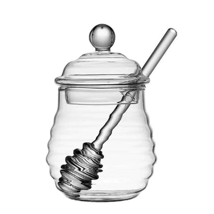 Elegant Clear Glass Honey Jar Collection with Dipper and Lid - Perfect for Any Occasion