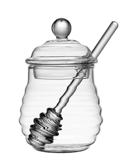 Elegant Clear Glass Honey Jar Collection with Dipper and Lid - Perfect for Any Occasion
