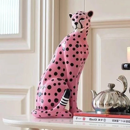 Light Luxury Home Decor Statuette Pink Leopard Ornament Living Room Entrance TV Cabinet Office Desktop Figurine Decoration light-luxury-home-decor-statuette-pink-leopard-ornament-living-room-entrance-tv-cabinet-office-desktop-figurine-decoration