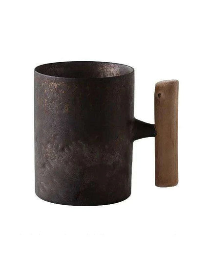 Nordic Charm Ceramic Coffee Mug with Hanging Ear and Gilt Couple Design