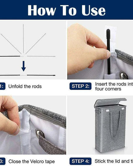 Stylish Waterproof Foldable Laundry Hamper - 45L Capacity with Lid