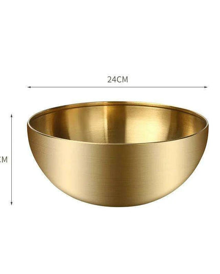 Korean Luxurious Stainless Steel Salad Bowl Set - Elegant Gold and Silver Bowls in Sizes from 15cm to 28cm