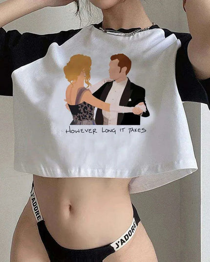 Gothic Y2K Vampire Diaries Inspired Crop Top - Edgy Streetwear for Trendsetting Girls