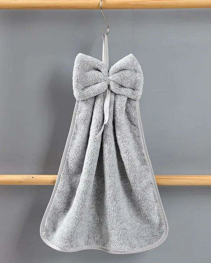 Elegant Bowknot Coral Velvet Hand Towels - Chic and Functional Home Essentials