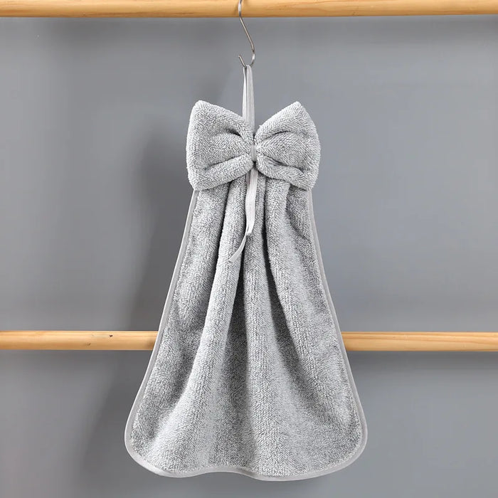 Bowknot Embellished Microfiber Hand Towels - Multi-functional Household Essentials