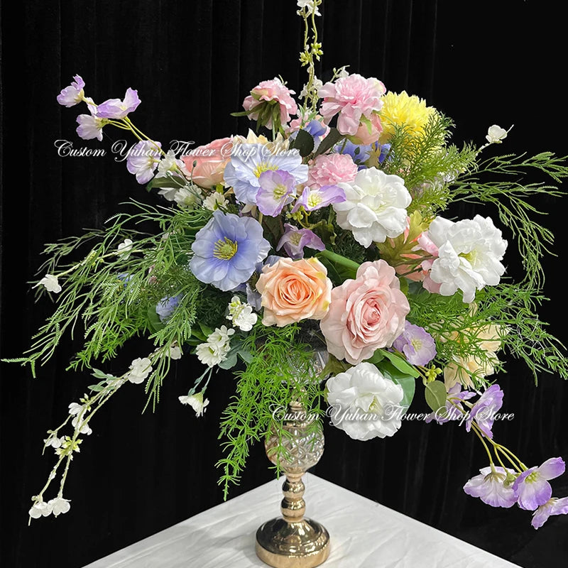 Silk Rose Flower Row Table Centrepiece