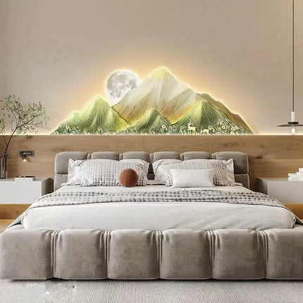 Cream Style Mountain Painting Wall Lamp | High-End Decorative Sconce