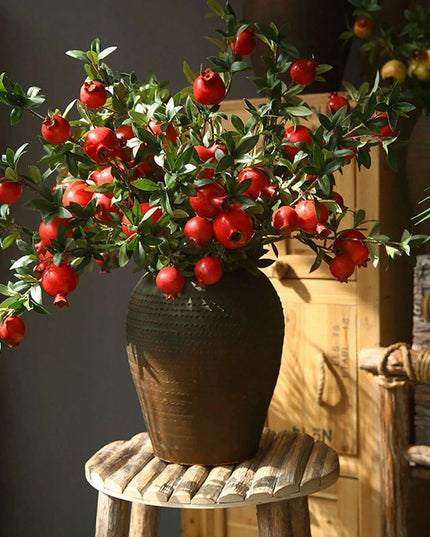 80cm Faux Pomegranate Bouquet - 6 Head Foam Fruit for Elegant Home and Event Decoration