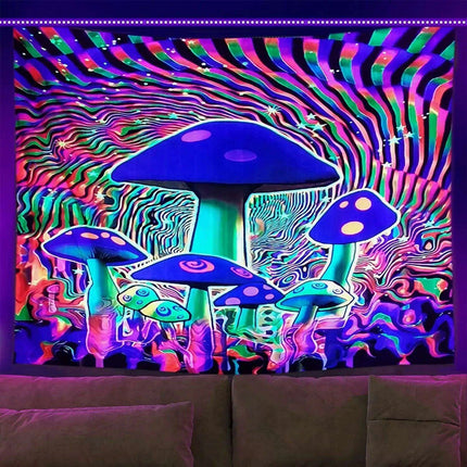 Neon Skull Tapestry Set - Eye-Catching UV Reactive Halloween Decor for Your Home