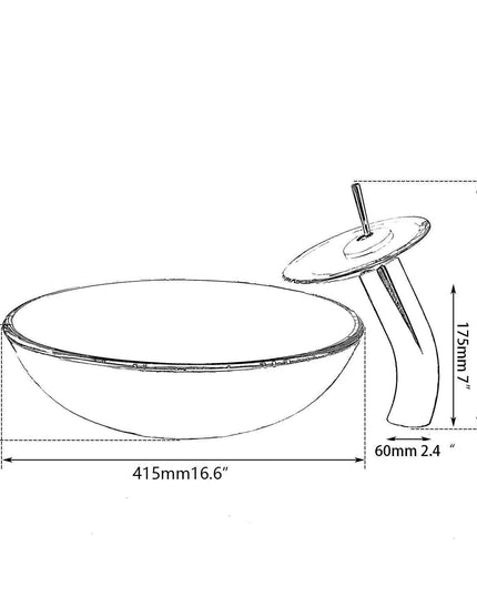 Elegant Blue Glass Vessel Sink Ensemble with Waterfall Faucet