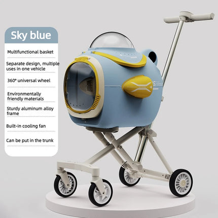 Jerry Pet Store Portable Pet Travel Stroller with Ventilation & Temp D