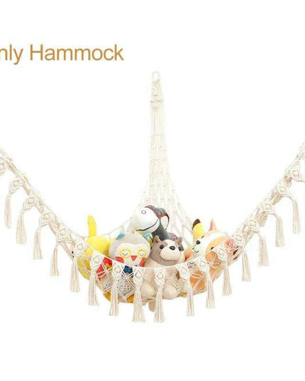 Stylish Boho Stuffed Animal Storage Hammock - Modern Toy Organizer