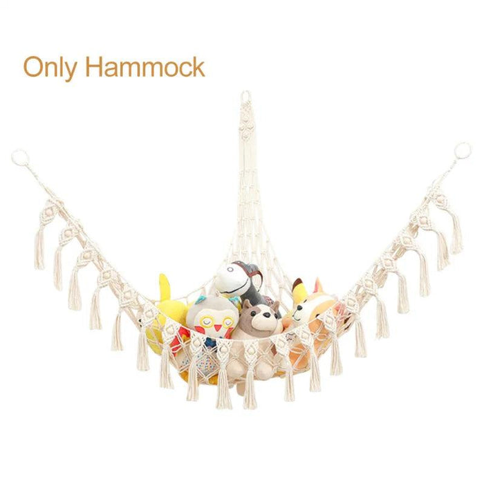 Stylish Boho Stuffed Animal Storage Hammock - Modern Toy Organizer
